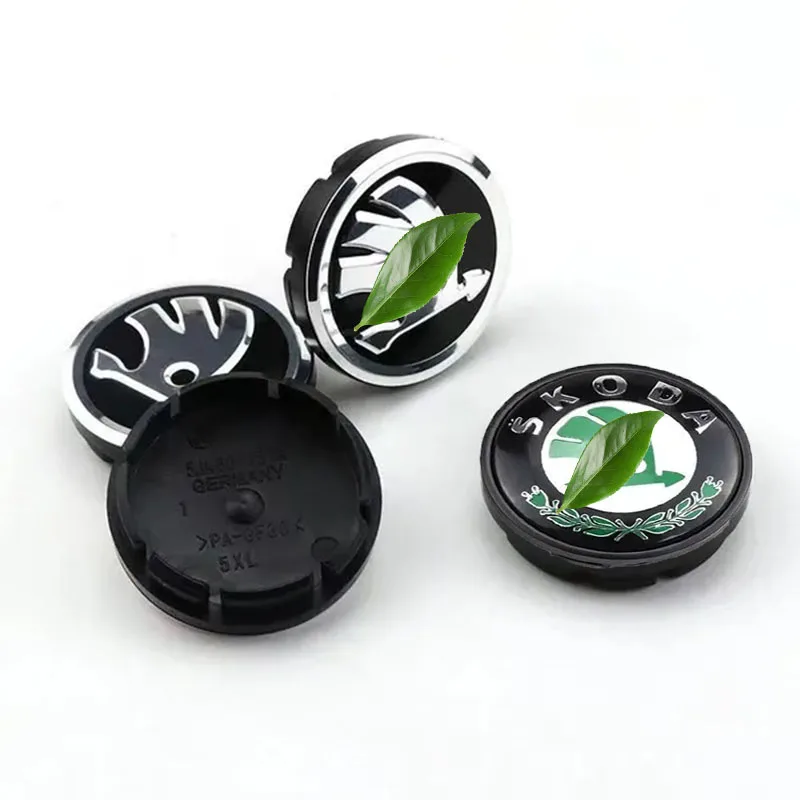 Car Wheel Center Hub Caps 4Pcs 56mm 60mm Badge Rim Cover Emblem For Skoda Octavia 2 3 Fabia Rapid Superb Kodiaq Karoq Kamiq Yeti