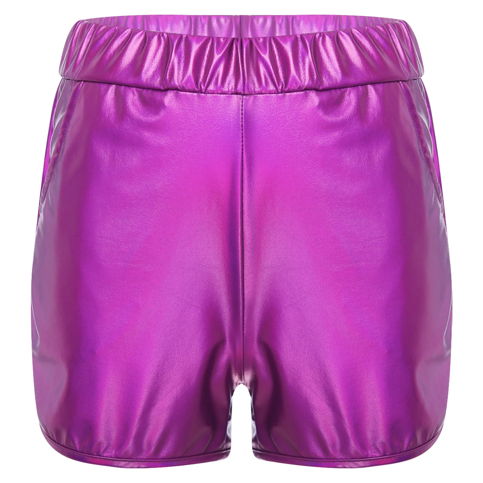 thumbnail image 1 of Pantalones cortos metálicos brillantes para fiesta de discoteca para mujer, pantalones cortos con cintura elástica y bolsillos laterales, pantalones cortos de baile Raves, ropa para discoteca, Yoga y, 1 of 5