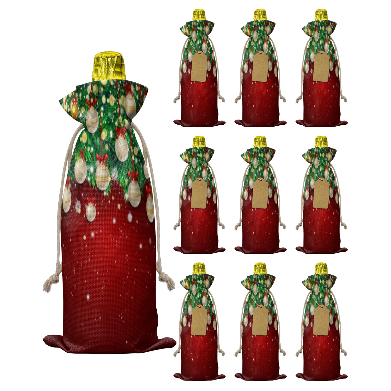 

10 шт., новогодние мешки для бутылки вина
