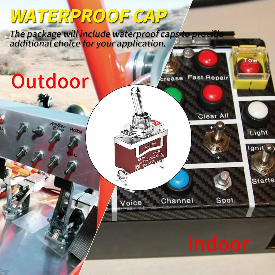 6 Interruttori A Levetta Marino Impermeabili 12V DC 15A - Per Auto, Barche E Camion - Foto 10