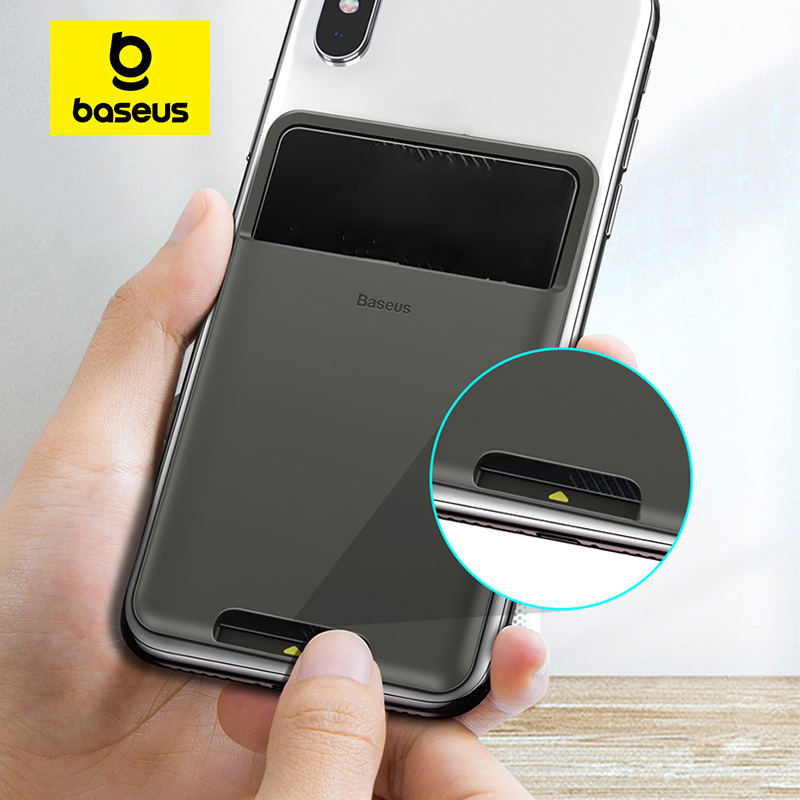  Baseus Silicone Phone Card Case Cell Phone Back Cover Card Holder ID Card Holder Slim Case Sticker for iPhone X Xs XR Samsung 
