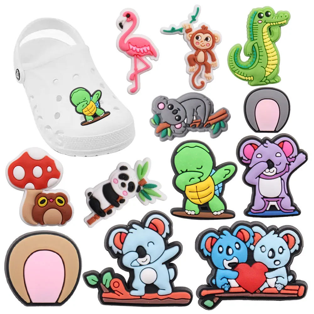 

New Arrival 1pcs Shoe Charms Crocodile Flamingo Koala Panda Accessories PVC Kid Shoe Buckle Fit Wristbands Birthday Present