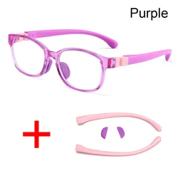 Kids' Anti Blue Light Glasses - Square Transparent Soft Frame Eyewear (Purple)