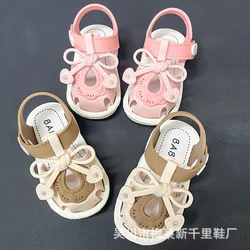 Kid Shoe Girl Soft Soles Casual Shoe Fashionable Princess Shoes New Water Diamond Beach Shoes Bow Shaped Girl Sandals Sandálias