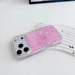 Elegant Bling Glitter Sequins Phone Case with Soft Silicone Shiny Finish - iPhone 15 Plus (Pink)