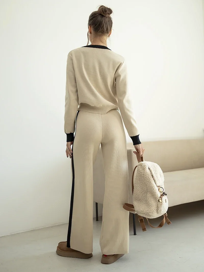 Two Piece Set Women Outfit 2024 New Winter Outfit Embroidery Sweater Matching Sets Knit Tracksuit Casual Wear Set for Women