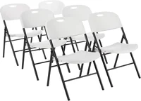 Basics Folding Plastic Chair with 350-Pound Capacity - 6-Pack, White，Conference Chair, party folding chair outdoor chair, 1