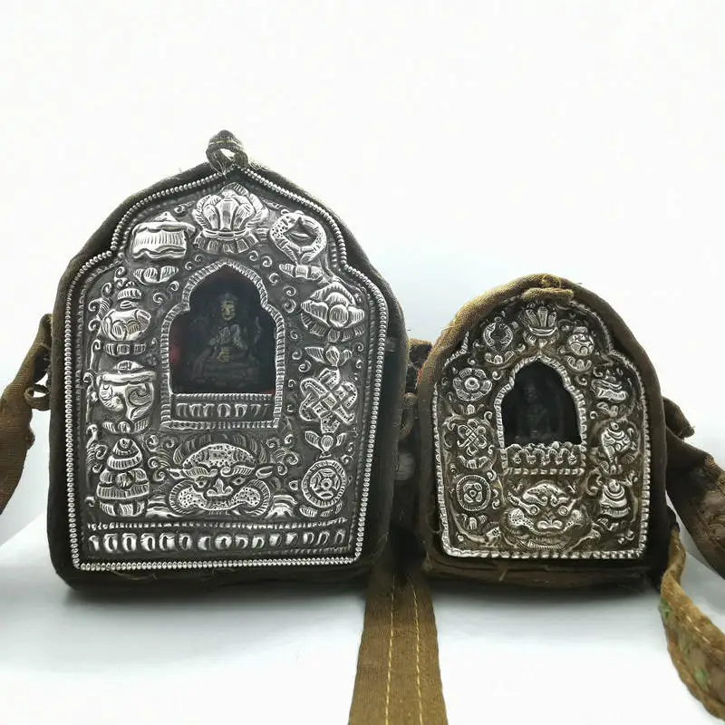 Tibetan handicrafts Tibet Copper Antiqued Prayer box Tibetan Lucky Babao GAU Male Amulet Box TGB169