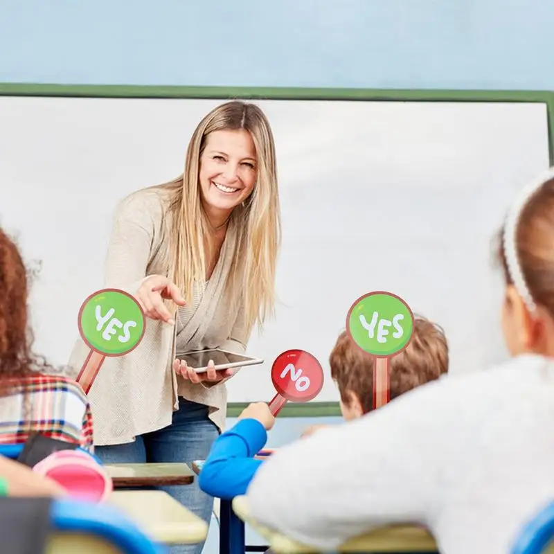 Yes No Hand Signs 2X Interaction Signs Quick Response Signs Reusable True False Paddles For Teacher Student Interaction