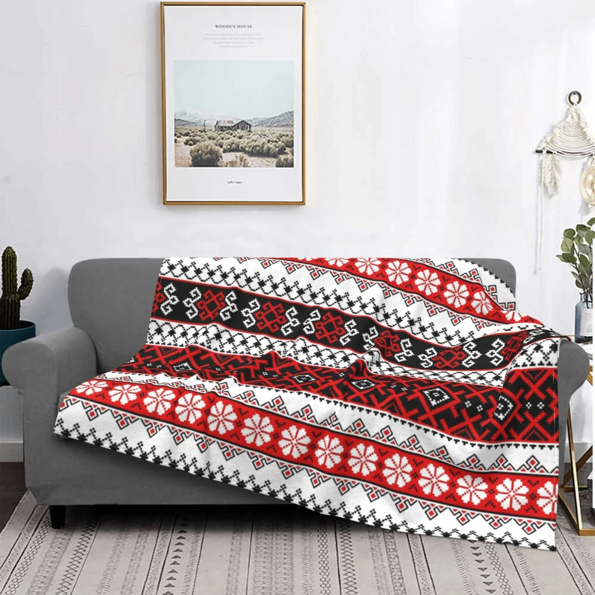 Ukrainian Embroidery Bright Color Vyshyvanka Blanket 3d Printed Flannel
