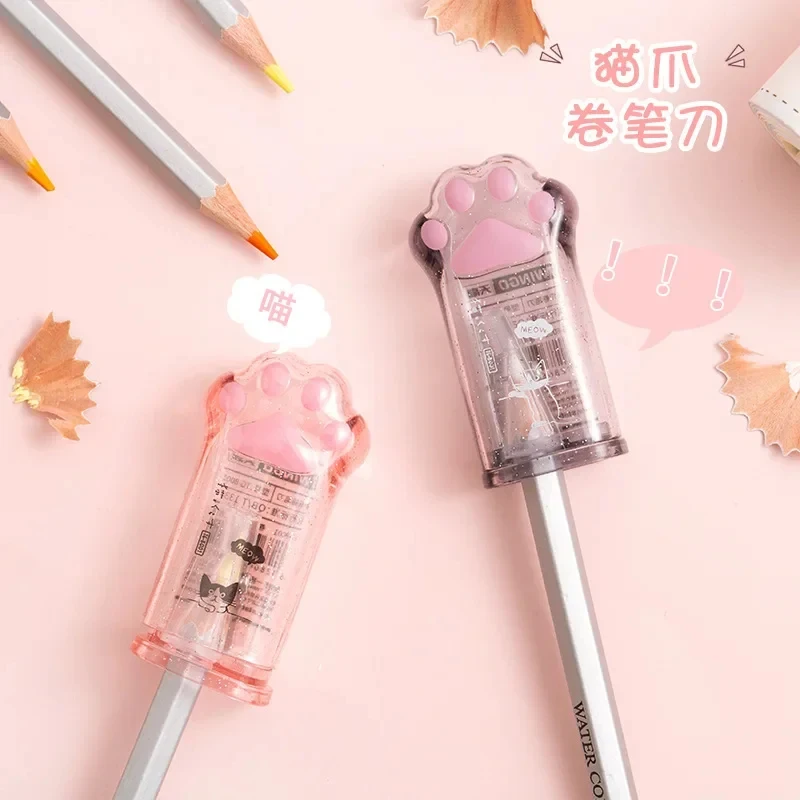 1-8pcs Kawaii 고양이 발 모양의 연필 깎이 문구 어린이 선물 귀여운 학교 용품 문구