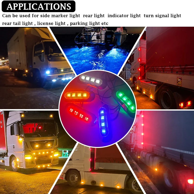 12V 24V Truck LED Side Marker Indicator Lights Front Rear Tail Clearance Lamp Universial Lights for volvo fh Trailer Lorry Boat