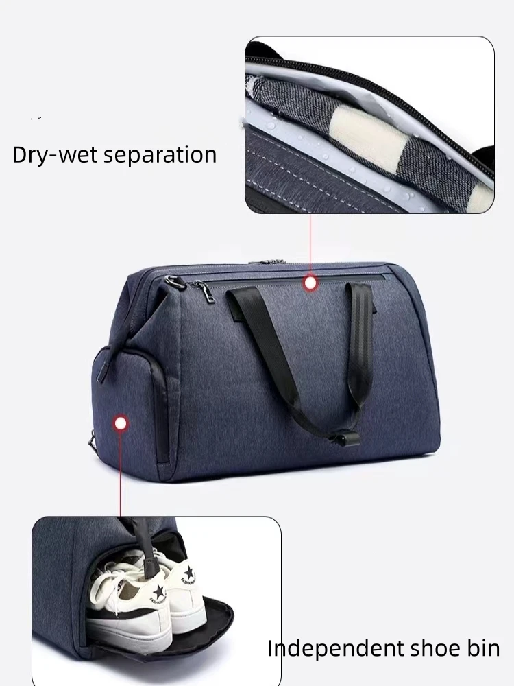 Waterproof Fitness Bag with Shoe Bin Dry-wet Separation Hand-held Travelling Bag Large-capacity Portable Trolley Bag