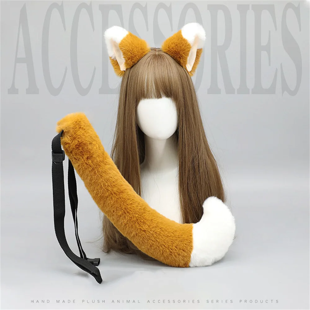 

Lolita Cat Ears Headband Beast Ears Headdress Animal Fox Tail Cosplay Plush Furry Christmas Hair Accessories Party Hair Hoops