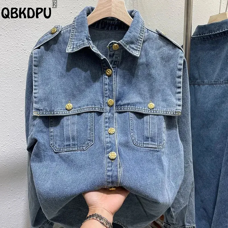 Casual Design Jean Blouses Women Single Breasted Pocket Vintage Denim Shirts New Spring Autumn Washed Fashion Blusas Mujer