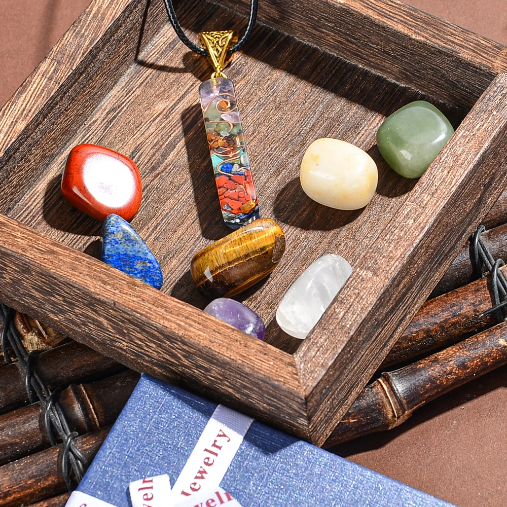 8pcs Natural Chakra Necklace with Original Healing Stones