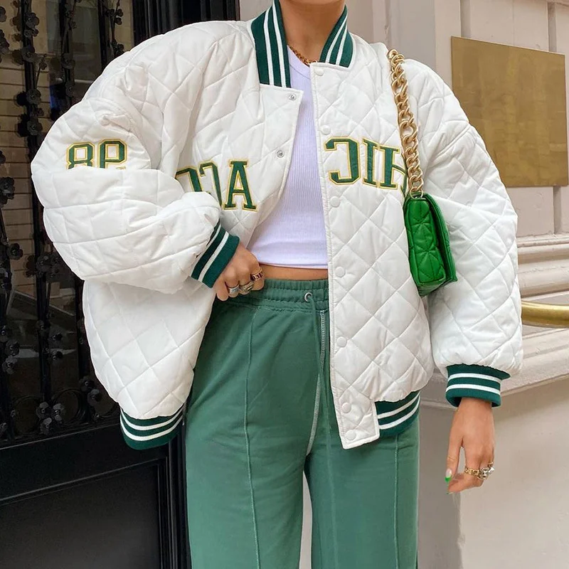 

Women's Clothing Ins Style 2023 Autumn And Winter New Letter Embroidery Style Baseball Jacket Cotton Winter Jacket For Women