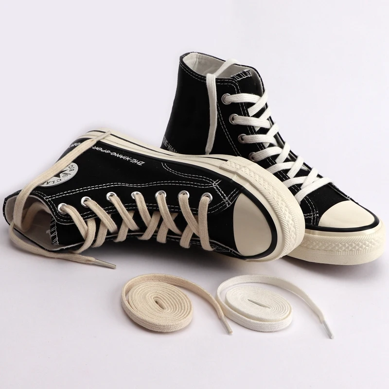 1Pair Shoelaces Classic Retro Double Weave Shoelace Canvas Cotton