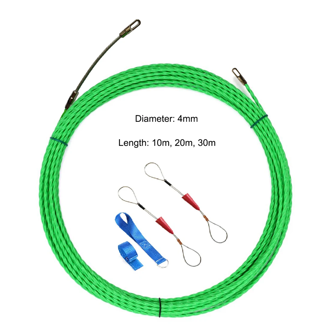 4mm 10m 20m 30m Fish Tape Cable Puller Rod Push Pull Duct Rodder