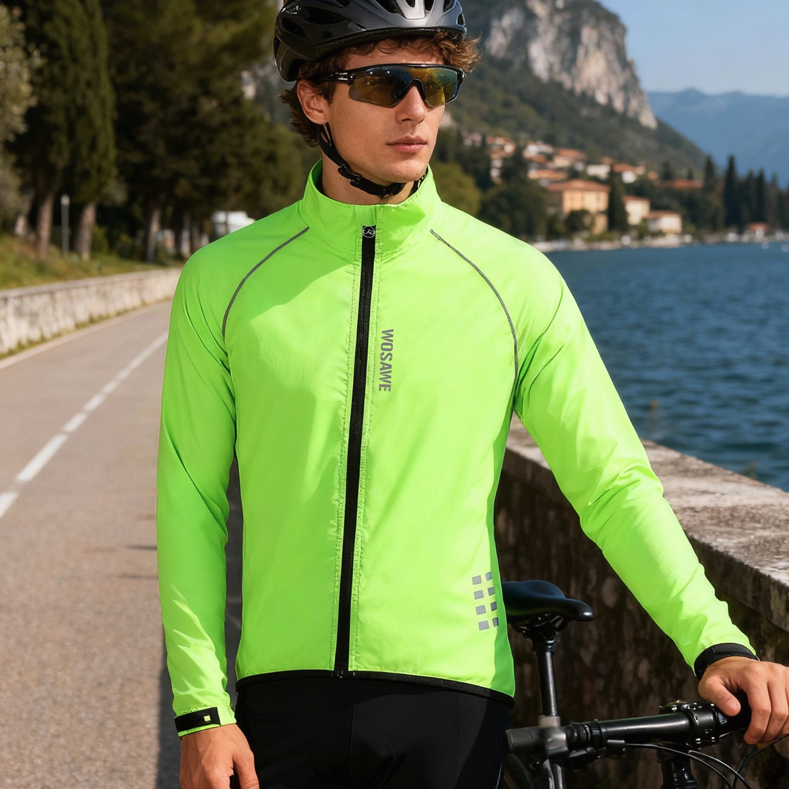 WOSAWE Men's Ultralight Reflective Cycling Windbreaker Jacket