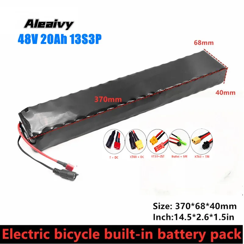 

ALEVIY 48V 20Ah 13S3P Rechargeable Lithium-ion Battery Pack Suitable for 1000w Electric Bicycles,Scooters, 18650 Lithium Battery