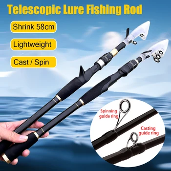 Ice Fly Lure Fishing Rod 1.6m 1.8m 2.1m 2.4m Ultralight Carbon Telescopic Spinning Casting Rods Trout Bass Jigging Test 30-50g