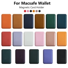 With LOGO for Apple Magsafe Leather Wallet Magnetic Pouch ID Card Holder for IPhone 12 13 Pro Max Back Case Card Pocket Slot Bag