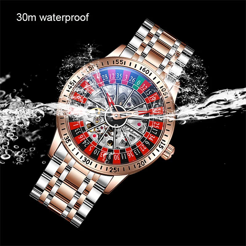 Mechanical Watch Men Automatic Luxury Gambling Rotating Plate Dial Waterproof Luminous