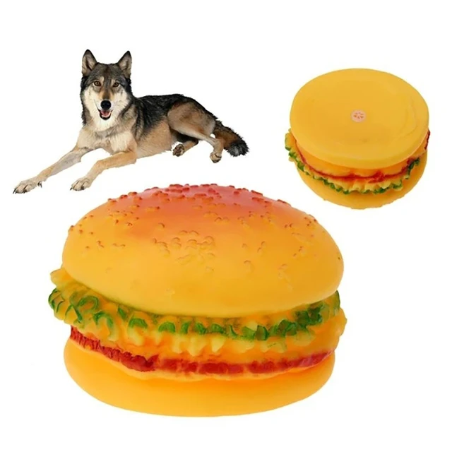 Pet Enjoy Pet Hamburger Chew Toys Hamburger Shaped Food Toy Squeaky Dog Toy  Dogs Safe Durable Puppy Chew Toy for Dogs Teeth Cleaning and Playing 