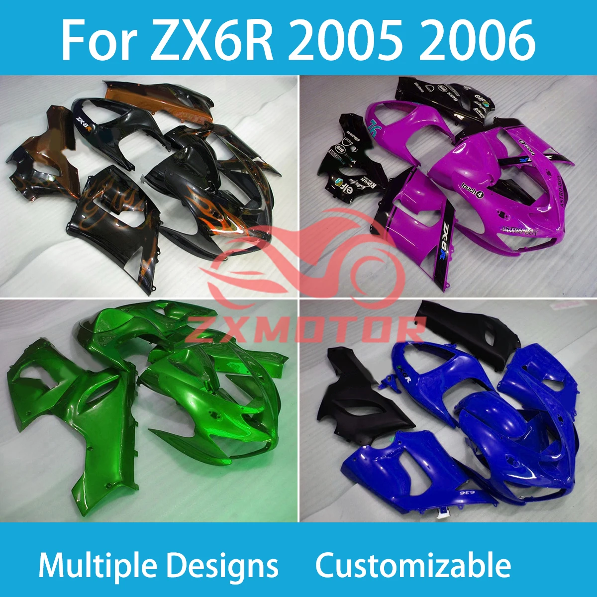 

Пластиковые обтекатели ZX 6R 05 06 ZXMT для Kawasaki Ninja 636 ZX6R 2005 2006, хорошее качество, комплект обтекателей для кузова