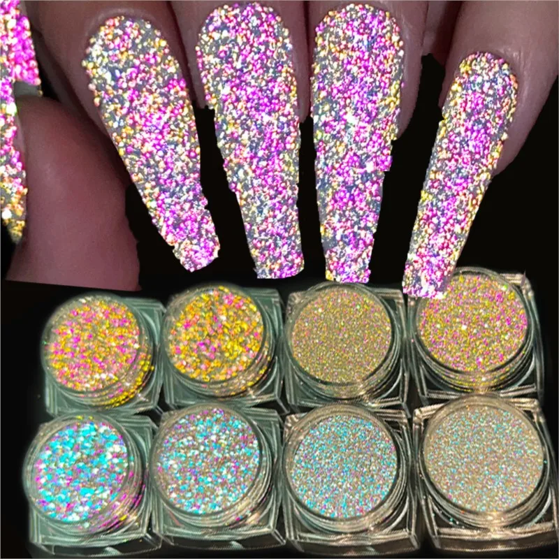 

1Box Reflective Glitter Powder Nail Art Dust Shinning Chrome Pigment Sparking Flash Light Glitter DIY Manicure Tips Decoration
