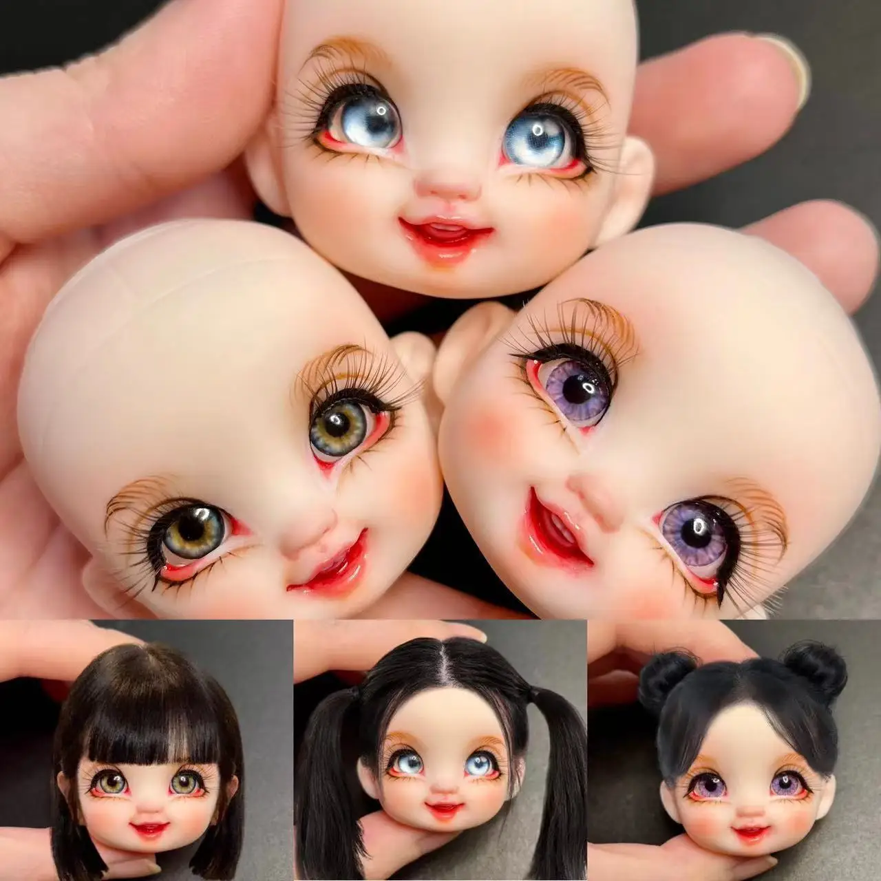 

New1/8 BJD Doll Makeup DIY Smile Doll Accessories Head With Colorful Eyes Send Doll Body For Children's Toys