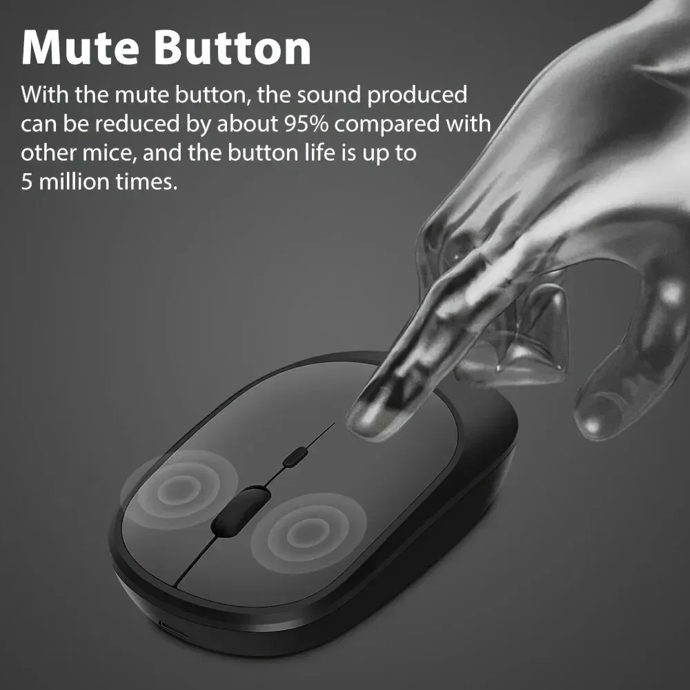 Фото 2. Беспроводная игровая мышь 4Gh с двумя режимами, Bluetooth, сверхнизкое энергопотребление, совместима с ПК Mac, компьютерами, ноутбуками, бесшумная мышь №4