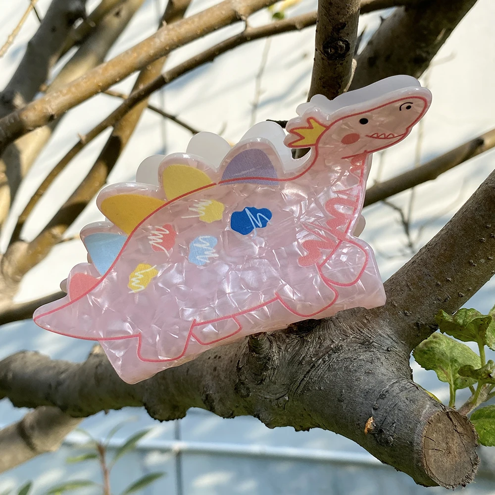 Neue Kreative Hund Katze Bär Gedruckt Muster Acryl Haar Clip Klaue Für Frauen Oversize Geometrische Headwear Haar Zubehör Werkzeug – Detail 7