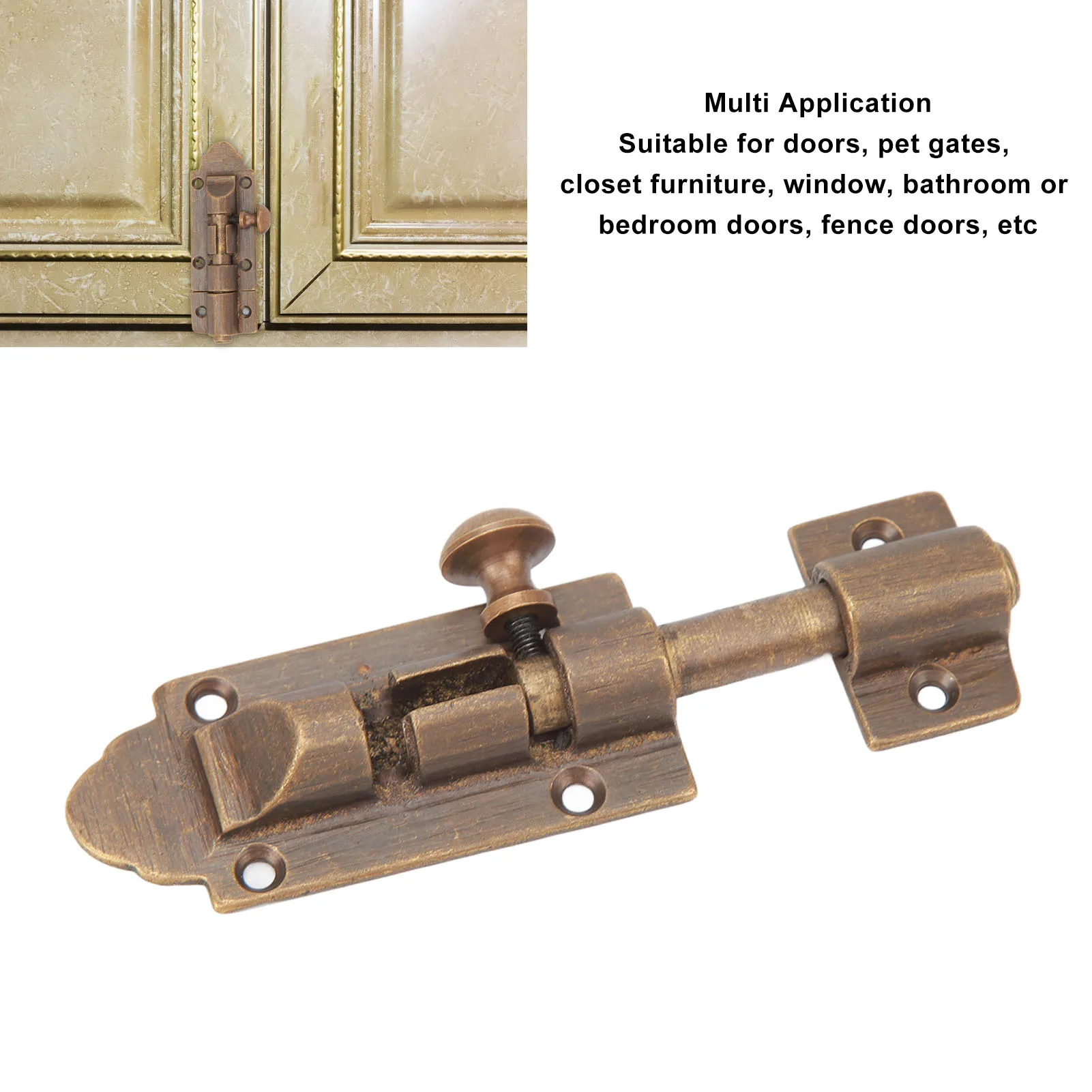 Barrel Bolt Buckle Rust Proof High Hardness Brass Antique Sliding Door Latch For Window Closet Furniture