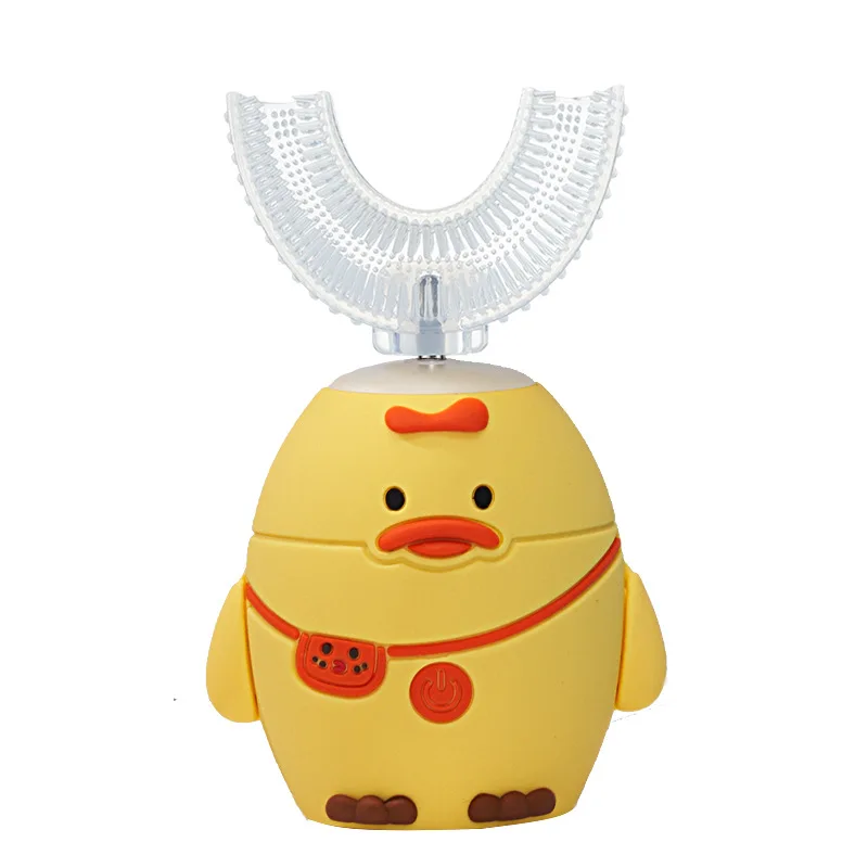 thumbnail image 1 of Cepillo de dientes eléctrico sónico de 360° en forma de U, recargable para niños, automático, de silicona, temporizador inteligente, luz azul, IPX7, 1 of 5
