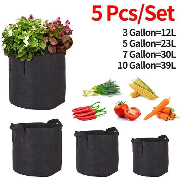 5Pc 3/5/7/10 Gallon Érezhető Táskák Kertészeti Szövet Sárgarépa Termés Edény Zöldség Paradicsom Termesztése Ültetvény Kerti Burgonya Ültetési Edények