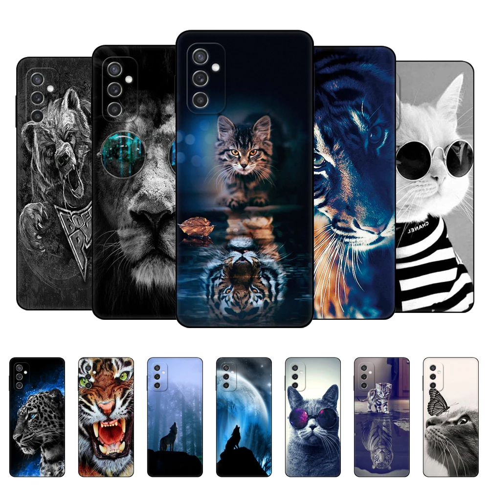 Per Samsung M52 Custodia 5G Per Samsung Galaxy M52 5G Galaxy M52 M 52 M526 Custodia Morbida Custodia In Tpu Nera Da 6.7 Pollici Lion Tiger Wolf Cat