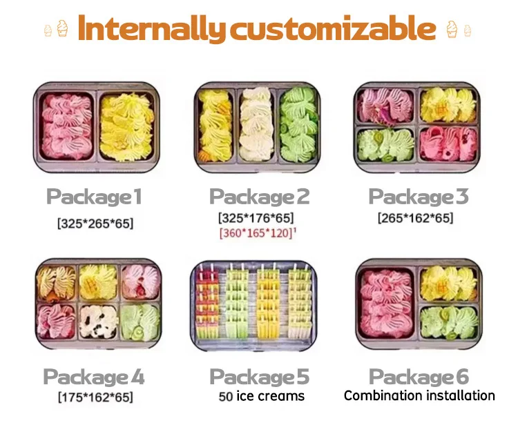 Prosky Factory Customization Small Ice Cream Scoop Display Counter Top Freezer