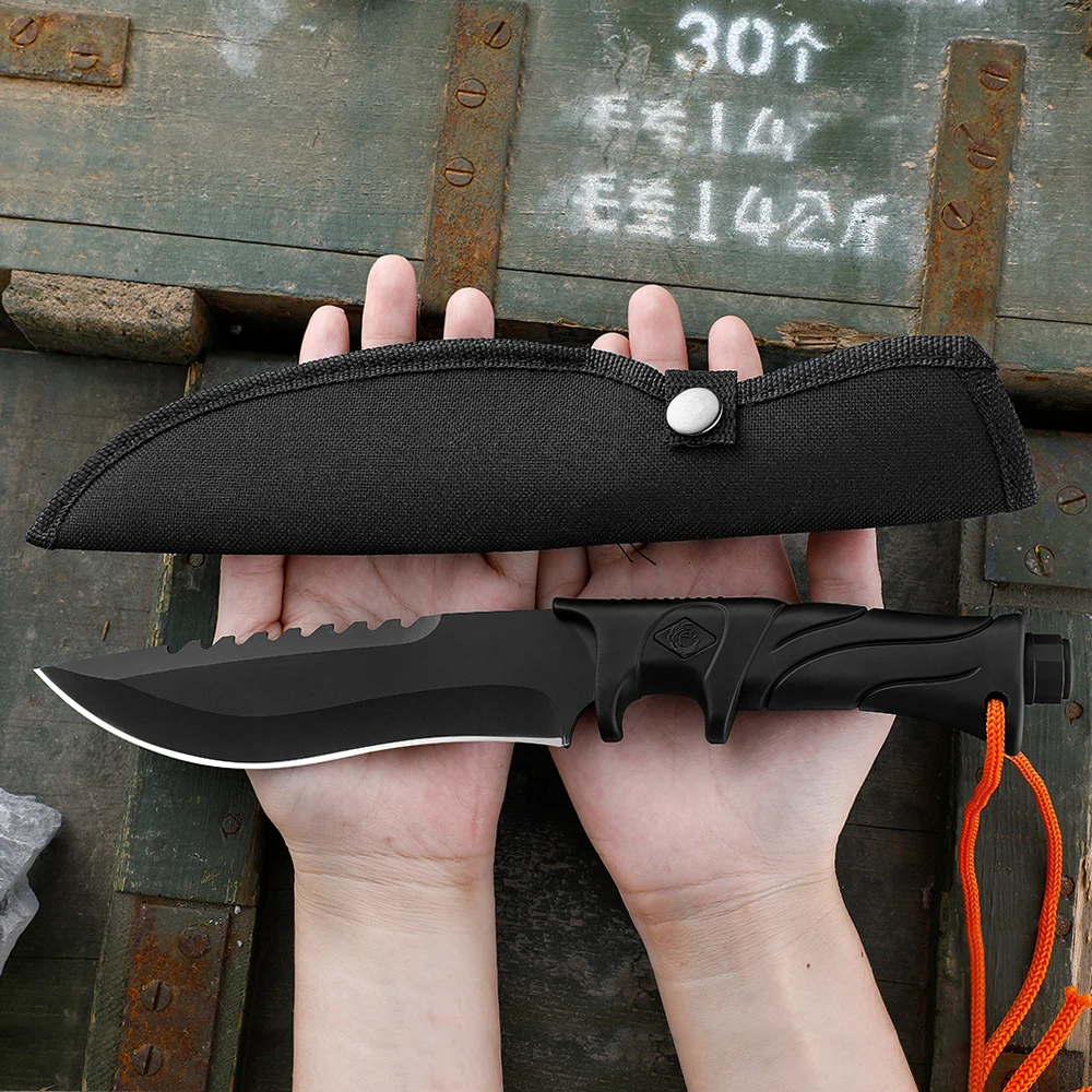 Camping Knife Hunting Knife Fixed Blade Straight Knife Tactical Bowie with Sheath Full Tang camping knife