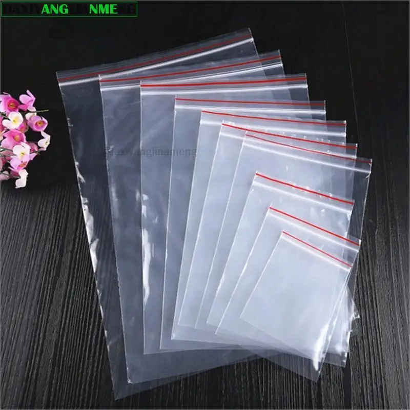 Plastic Zip Lock Bags 100pcs High Clear Small Jewelry Zip-lock Bag Reclosable Nail Powder Hardware Bracelets Beads Spice Trial Pouches