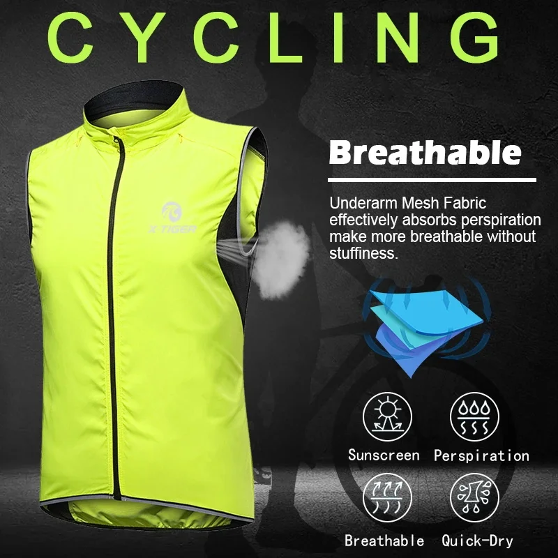 X-TIGER Windproof Cycling Vest Men Women Summer Cycling Jacket Outdoor Hiking Hunting Sleeveless Windbreaker Quick-Dry vests