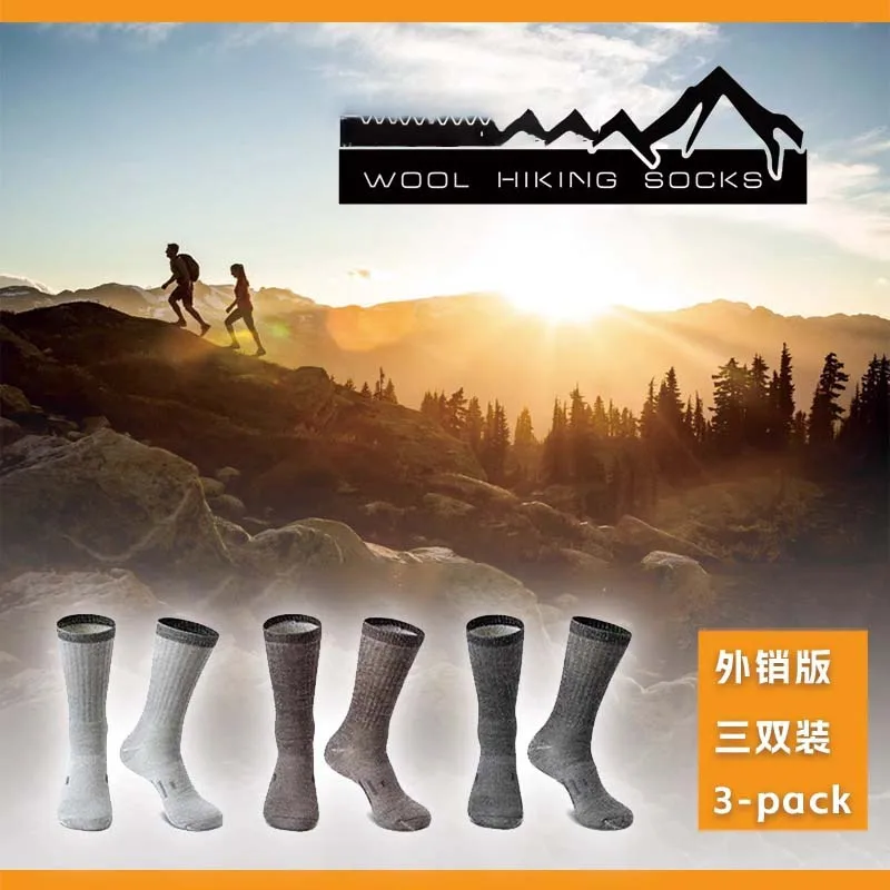 Sports socks football socks fitness sports socks sport socks 3 Pairs 80% Merino Wool Socks Warm Thicken Hiking Cushion Crew Socks For Men Breathable Sports Moisture Wicking Euro Size