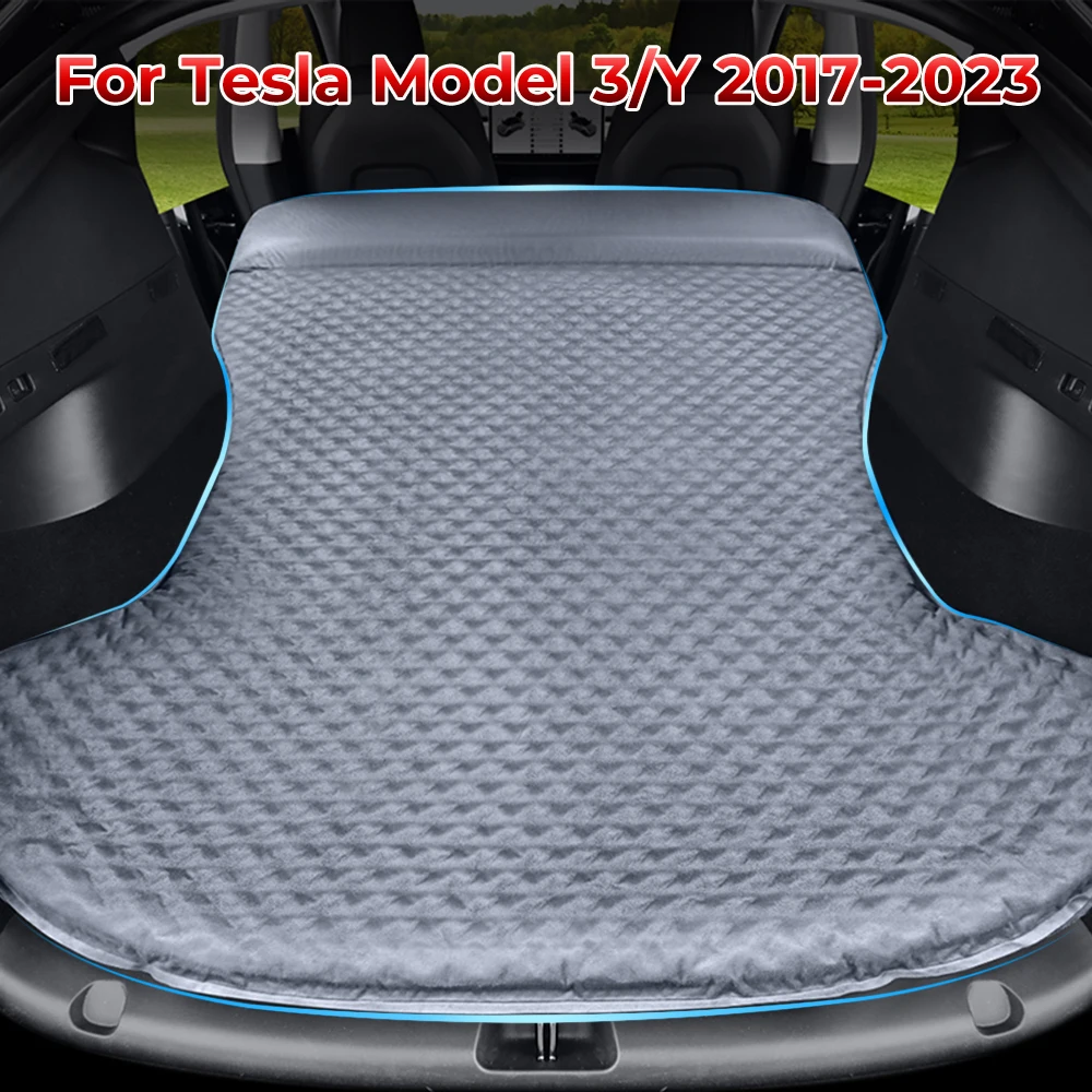 For Tesla Model 3 Y-Inflatable Air Mattress Bed Outdoor Camping Inflatable Special Suede Fabric Car Travel Bed