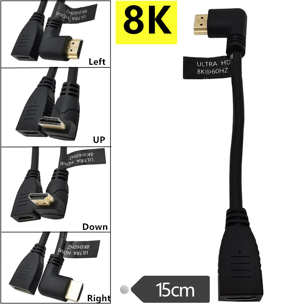 Cavo Compatibile Hdmi Ad Alta Velocità 8K Ultra Hd Con Angolo Di 90 ° 8 K60 4 K120 Compatibile Con Dolby Vision Apple Tv 4K Roku Fire Tv