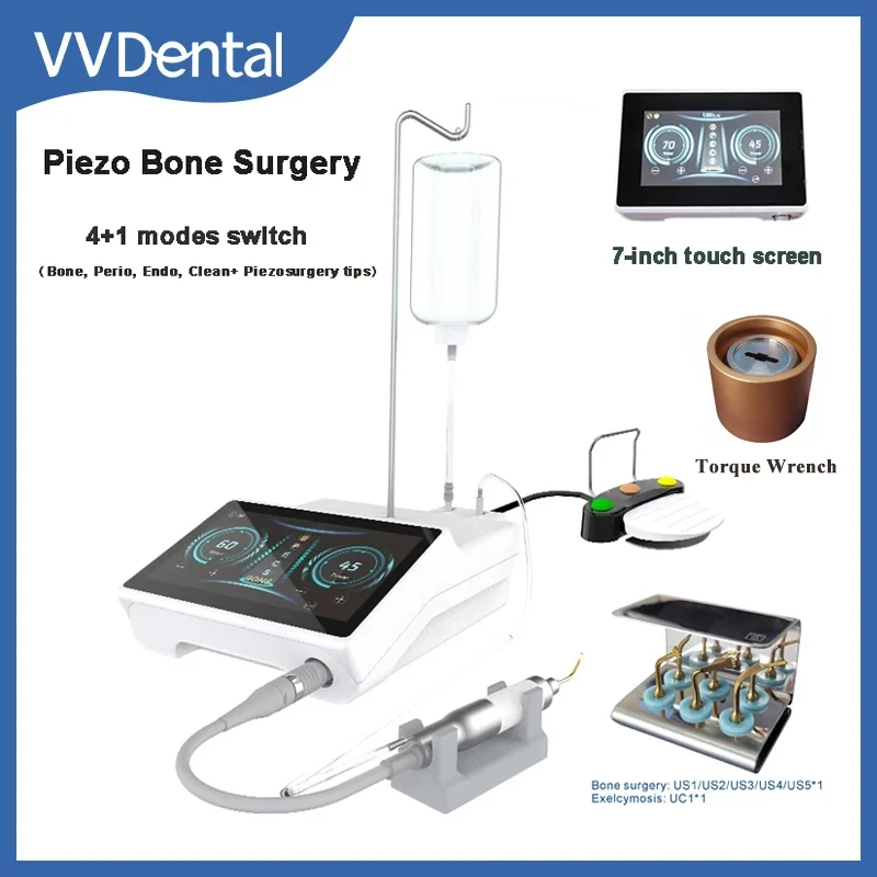 

VVDental Piezo Bone Cutter Piezosurgery Ultrasurgery Piezo Equipment Pedal Control LED Handpiece Ultrasonic Bone Surgery Machine