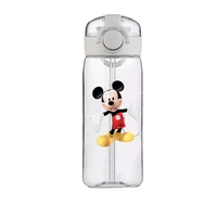 400ML Cartoon Disney Straw Plastic Cup Large Capacity Couple Student Cute Simple Portable Minnie Mickey Easy Cup Birthday Gift 2