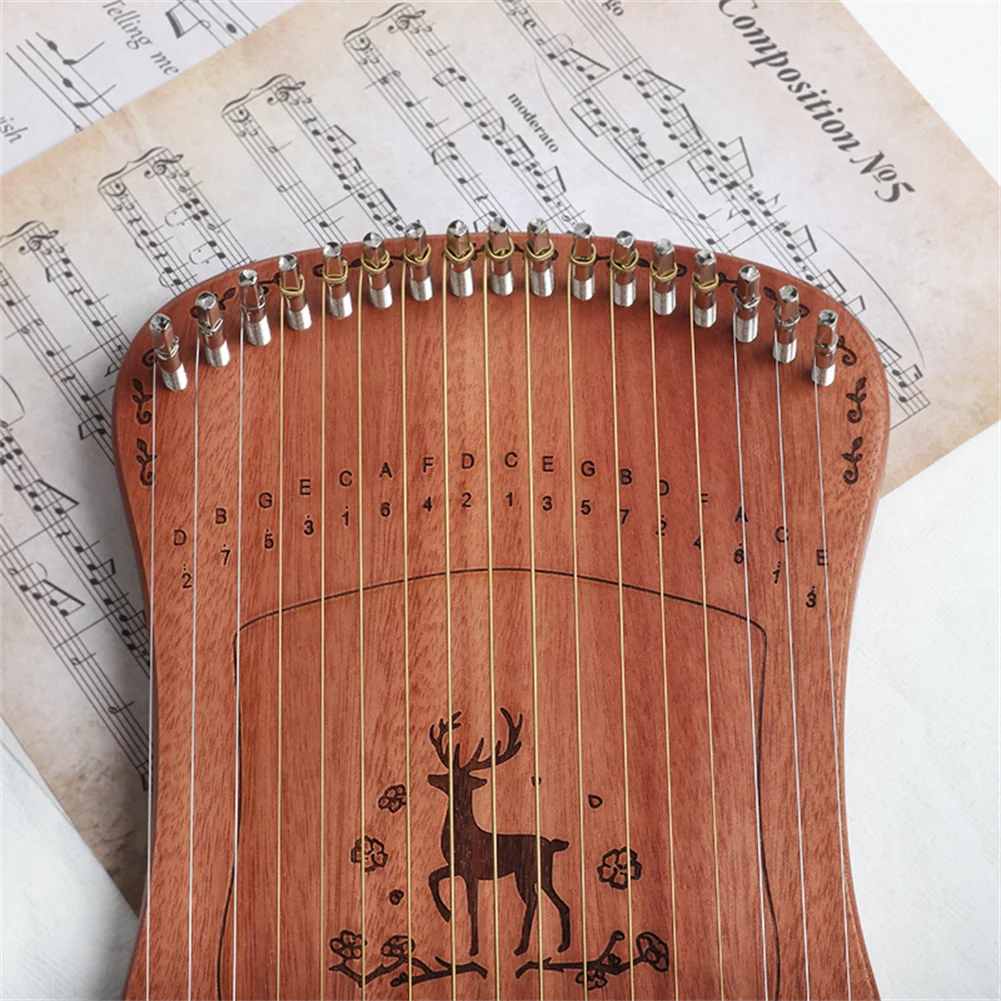 17 Metal Strings Harpika Mini Lyre Harp Mahogany Plate Keyboard Finger Piano With Tuning Wrench Spare Strings harp musical instrument