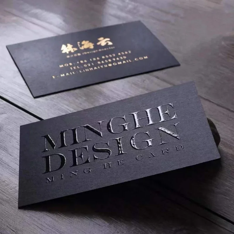 

Custom Custom Create Own Name Printing UV Embossing Black Paper Business Cards