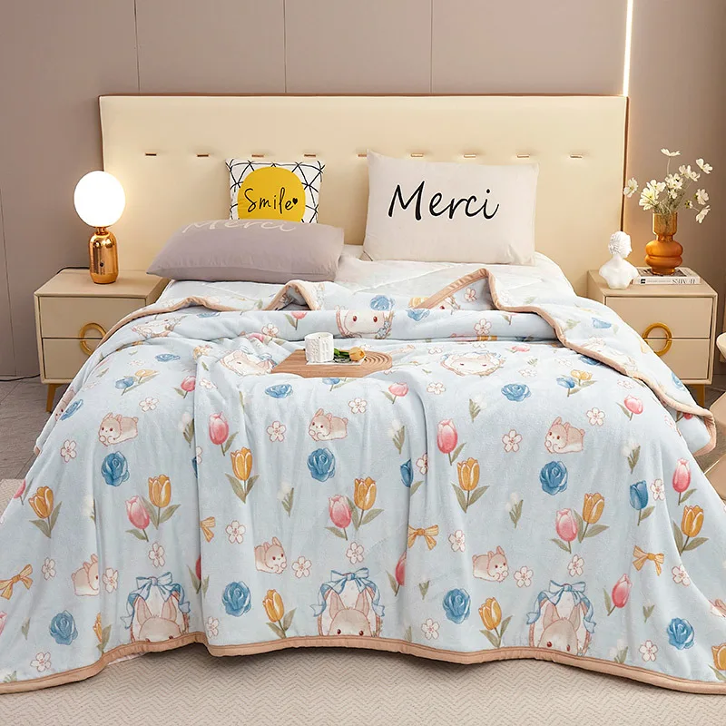 Thick Mink Flannel Blanket Flannel Nightgown Blanket Air Conditioning Cover Blanket Wool Blanket Thick Mink Flannel Blanket